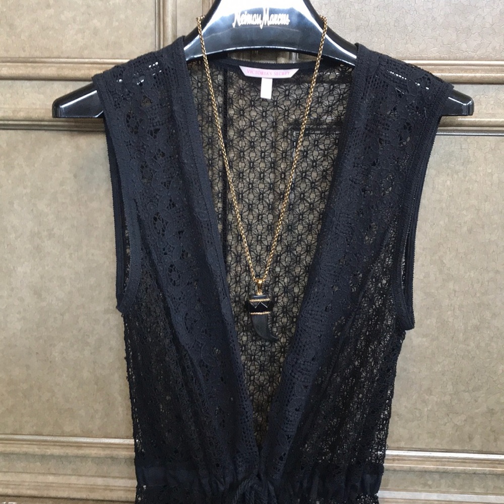 VICTORIA'S SECRET LONG BLACK CROCHET SWIM COVERUP - Picture 2 of 11